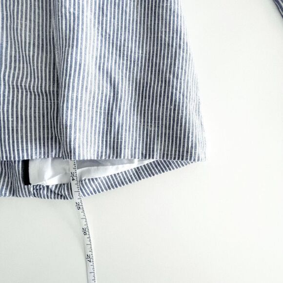 Zara Basic Womens Blazer Jacket Career Button Blue Pinstripes Linen Medium - Picture 7 of 7